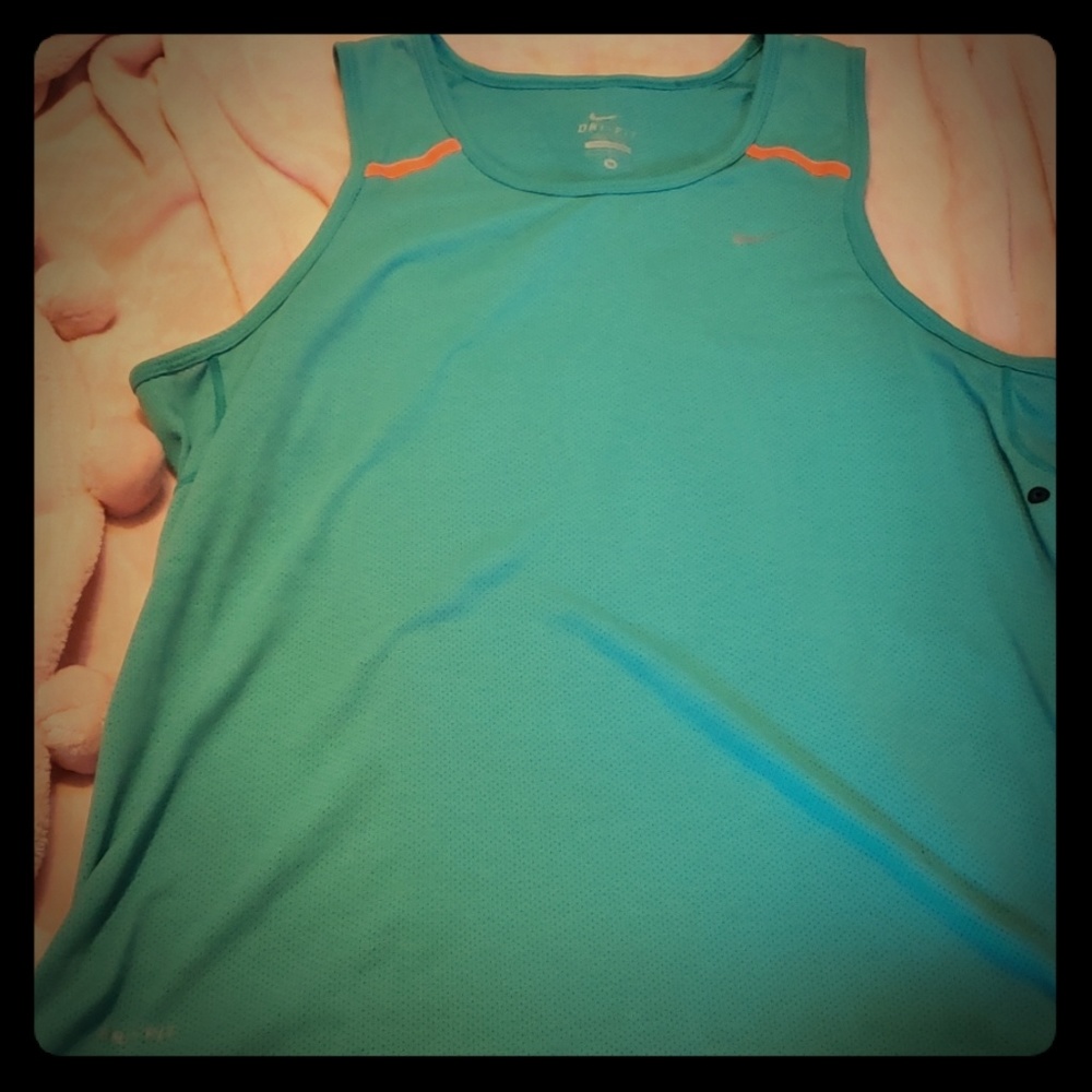 Teal/neon orange tank